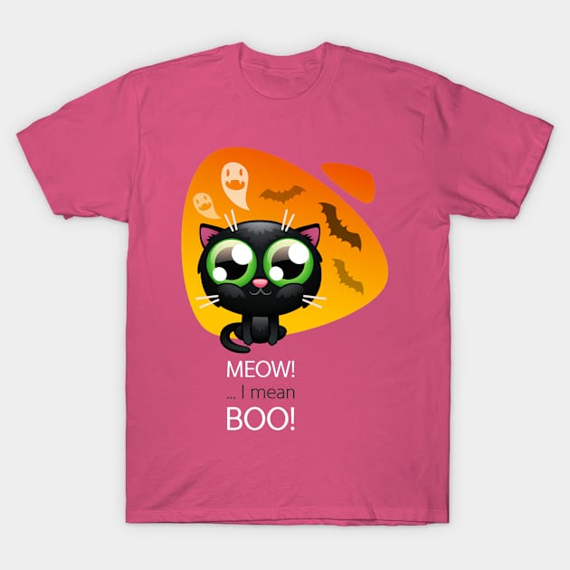 Halloween Greeting Card with Cat T-Shirt by Voysla